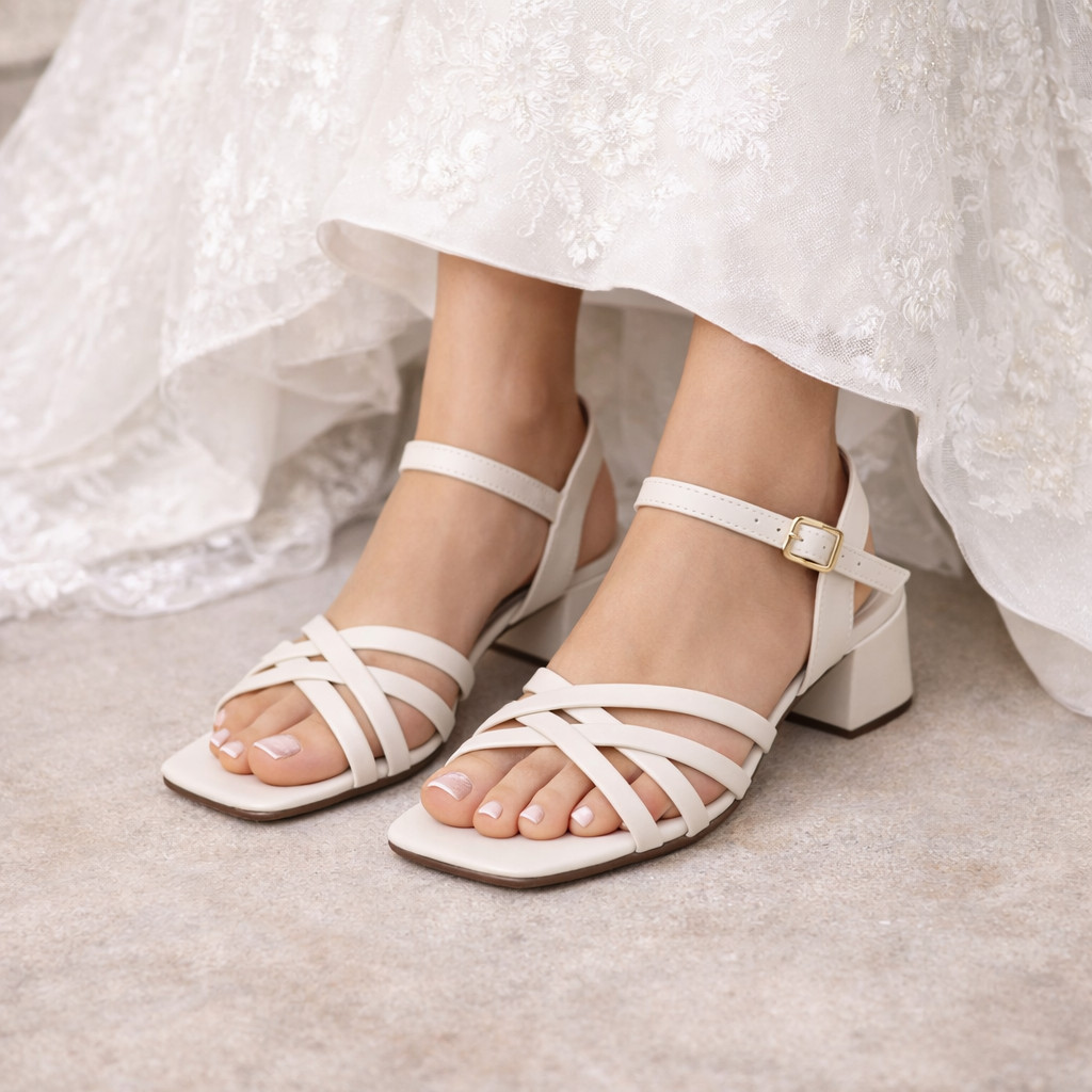 Sandália Feminina Salto Bloco Baixo 5cm Confortável Elegante Moderna Casual Noiva Clássic Evangelica