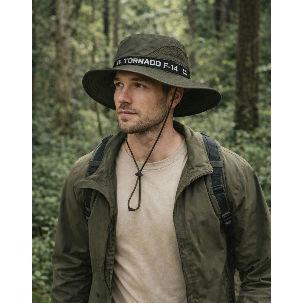 Chapéu Masculino Aba Larga para Trilha e Pesca Leve Respirável e Ajustável TO3