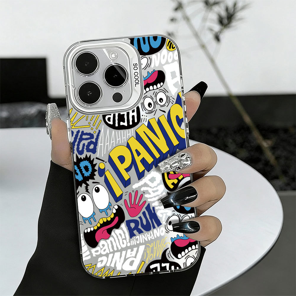 Capinha iPhone Capinhas diferentes Capinha Capa iPhone Grafite I PANIC Para 17 16 15 14 13 12 11 Pro Max Xr Xs