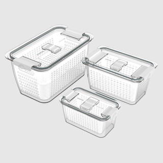 Kit com 3 Potes Organizadores de Geladeira Conserve It com Cesto Branco Invicta em Oferta na Shopee