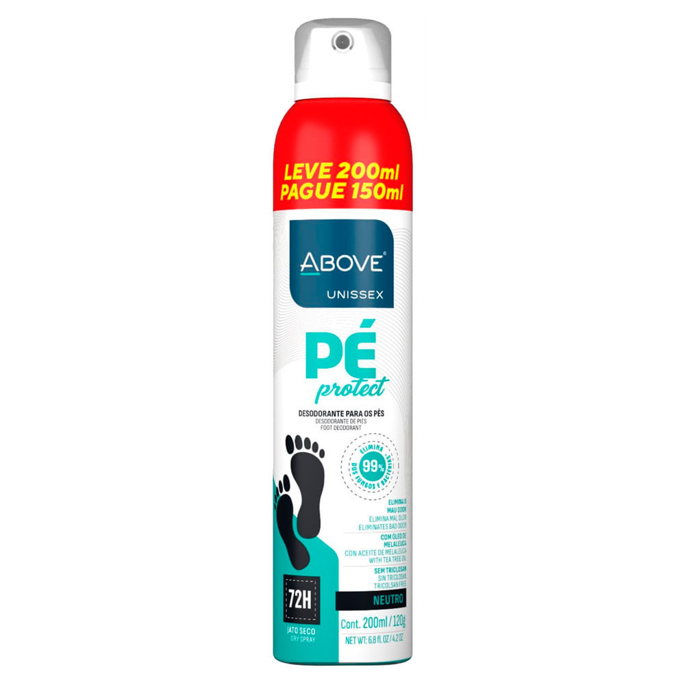Desodorante para os Pés Above Unissex Pé Protect Neutro 72h Leve 200ml Pague 150ml em Oferta na Shopee