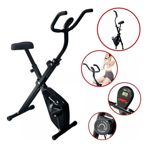 Bicicleta Ergométrica Importway Vertical Dobrável Fly 2kg Portátil Preto