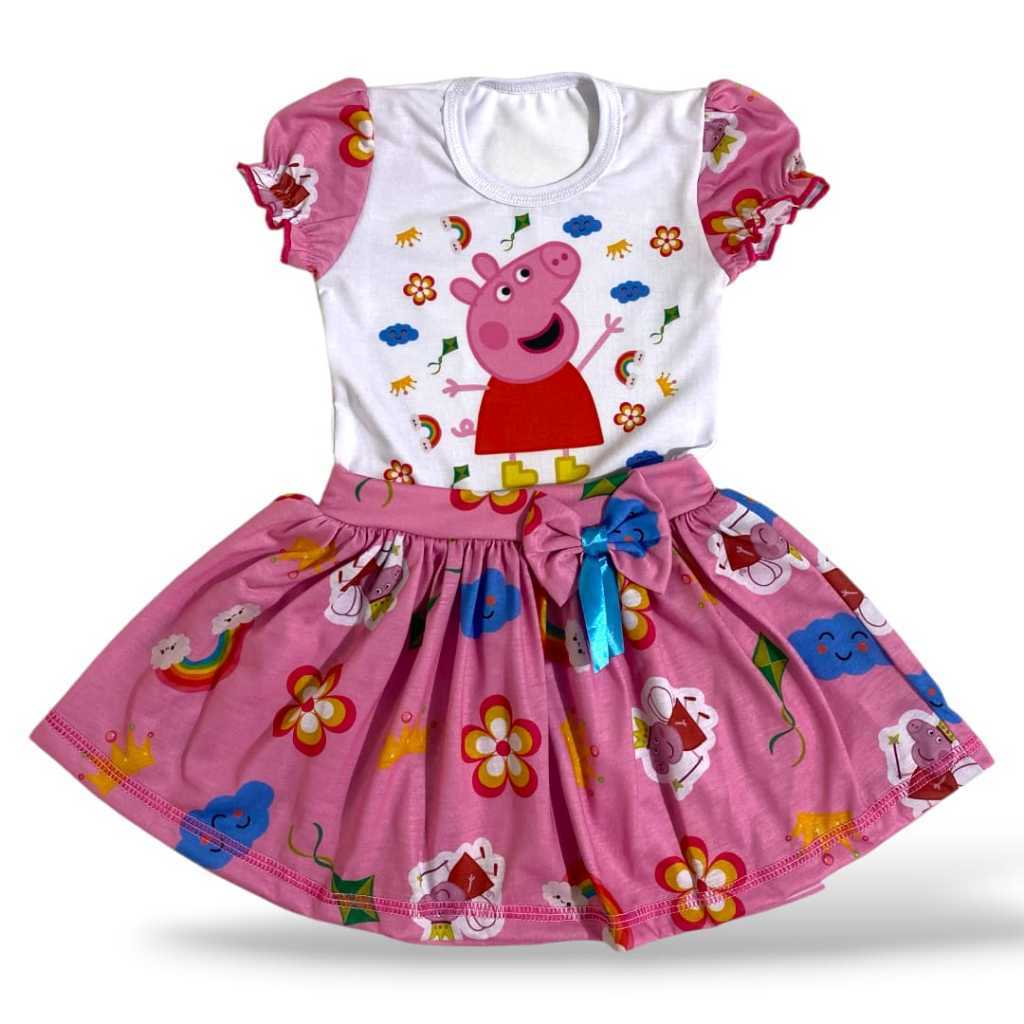 Vestido Suplex Infantil Temático da Peppa