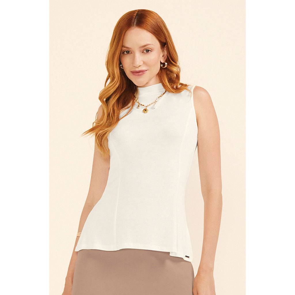 Regata Feminina Tricô de Viscose Marialícia Bege em Oferta na Shopee