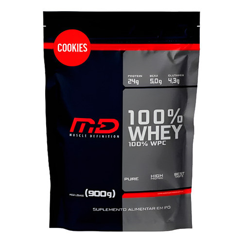 100% Whey Protein 825g Refil - Md Muscle Definition Sabor Cookies