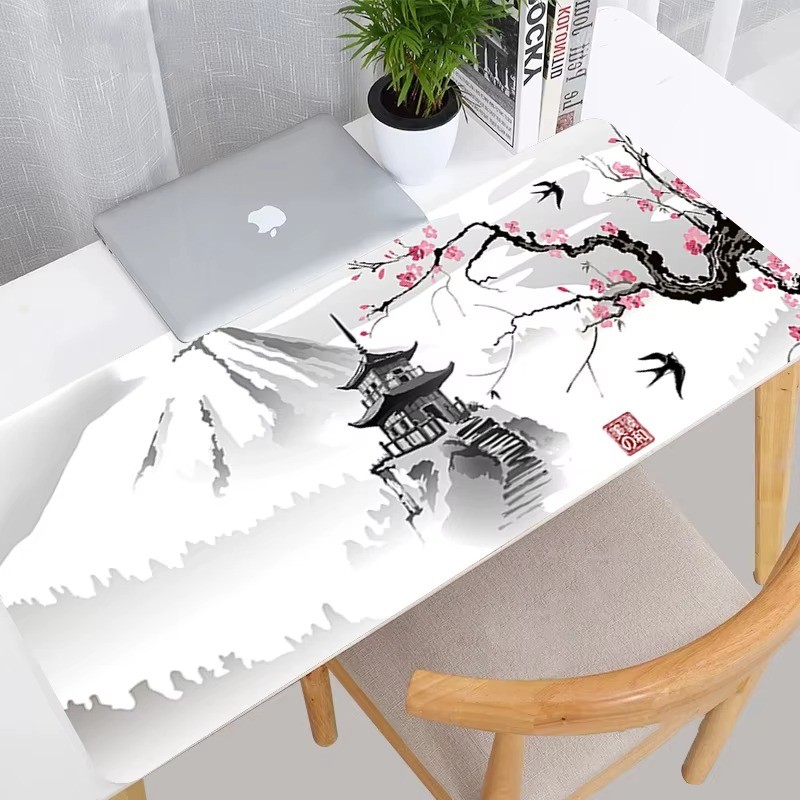 Mouse Pad Flor de Cerejeira Sakura Pagoda Japão Deskmat Gaming Tapete Do Escritório