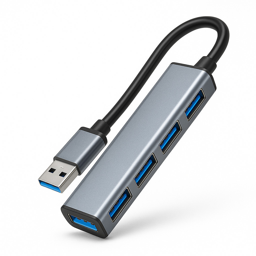 Hub USB 4 em 1 Alumínio Portátil 4 Portas USB 2.0 Plug Play para Notebook e PC MST-012