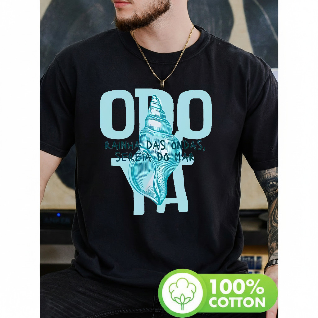 Camiseta Masculina Estampa Concha Marinha Rainha Das Ondas Sereia Do Mar Moderna Premium Atemporal Praia