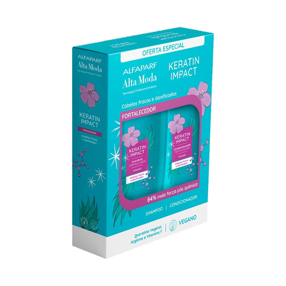 Shampoo e Condicionador Alfaparf Alta Moda Keratin Impact Fortalecedor 300ml Cada em Oferta na Shopee