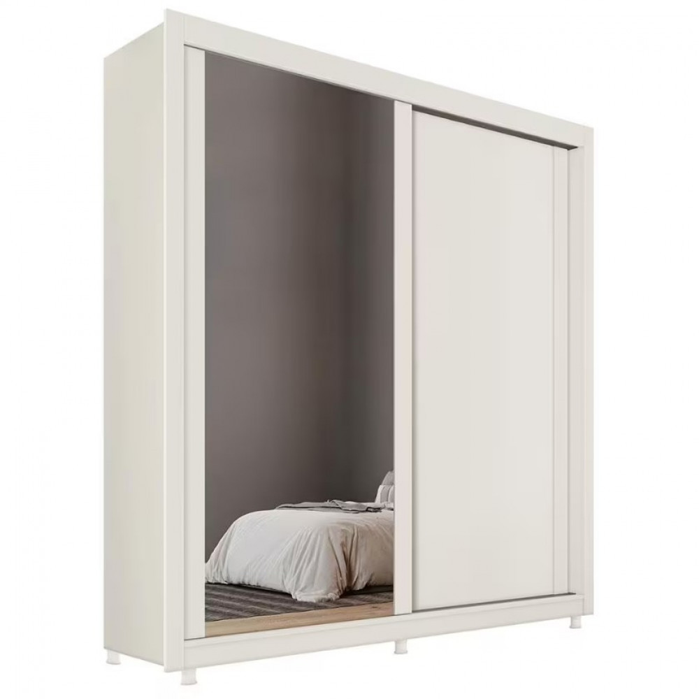 Guarda Roupa Solteiro Hamburgo 180cm 02 Portas 04 Gavetas Espelho Mademarques