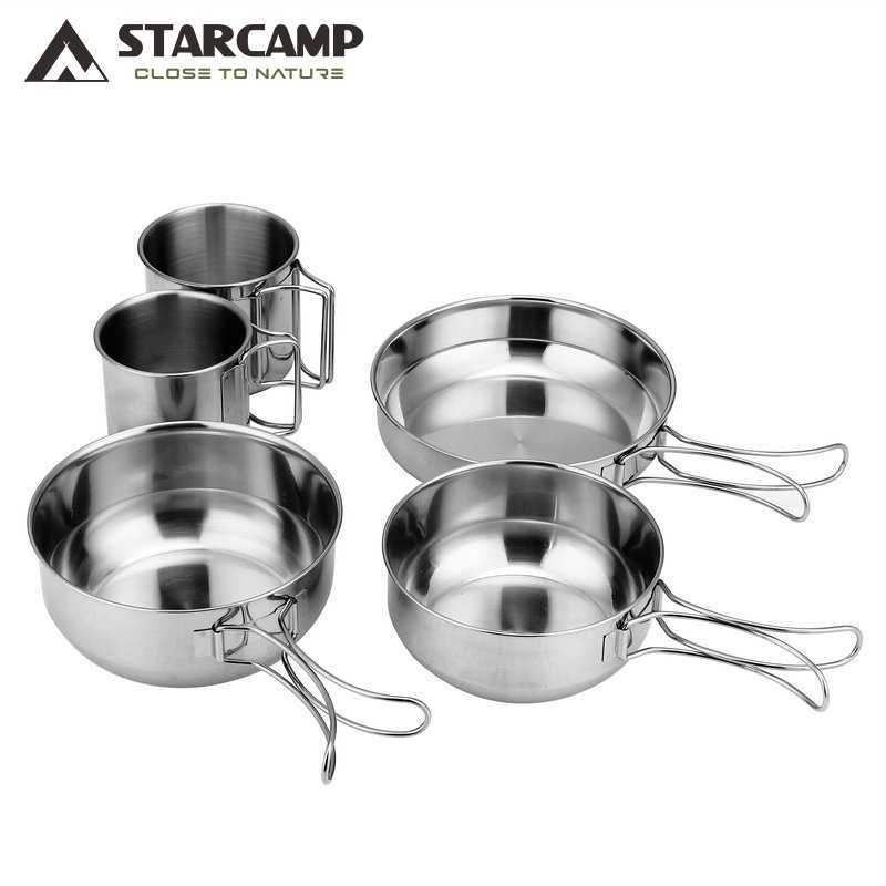 STARCAMP Portátil Acampamento Ao Ar Livre 304 Conjunto de Panelas de Aço Inoxidável Conjunto de 5 Peças Conjunto de Pane
