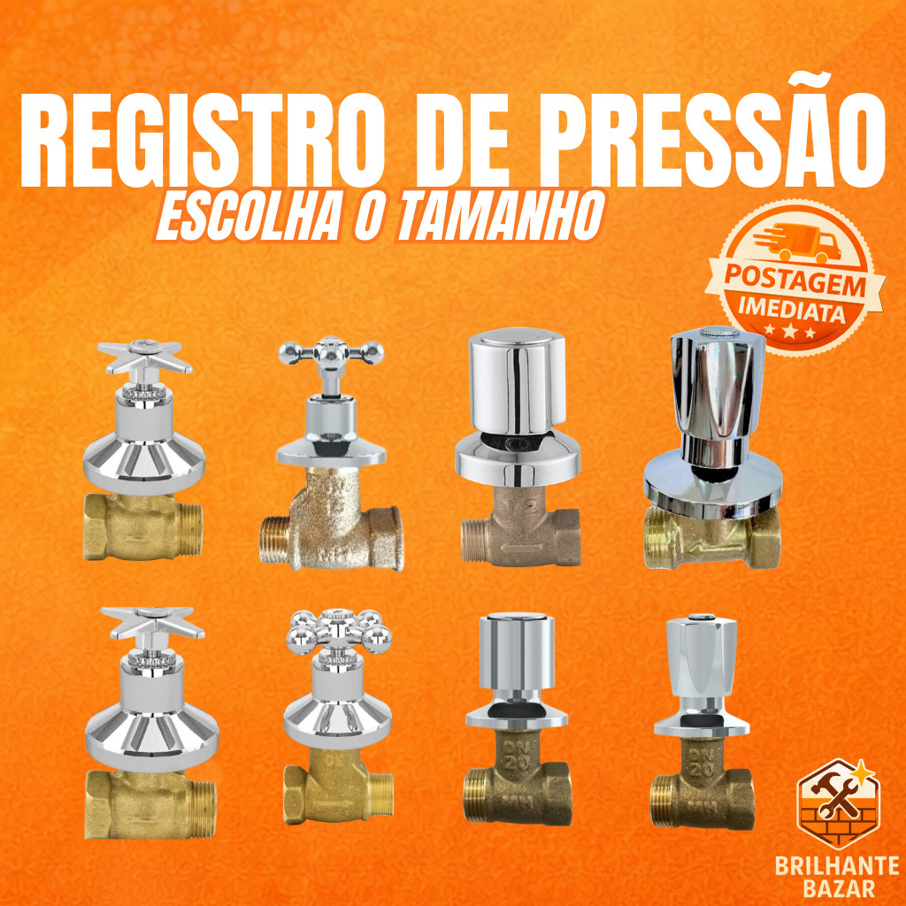 Registro de Pressão Vedante 1/2" 3/4" Completo com Acabamento De Chuveiro Banheiro em Oferta na Shopee