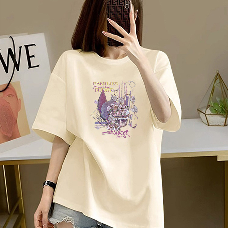 2026 novo estilo verão maternidade Wear puro algodão manga curta camiseta moda Casual solto tamanho grande feminino topo