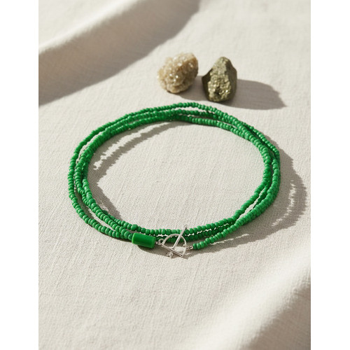 Guia Oxóssi Orixá C/ Firma Miçanga Verde Umbanda/candomblé  Verde 0.4 Cm 62 Cm