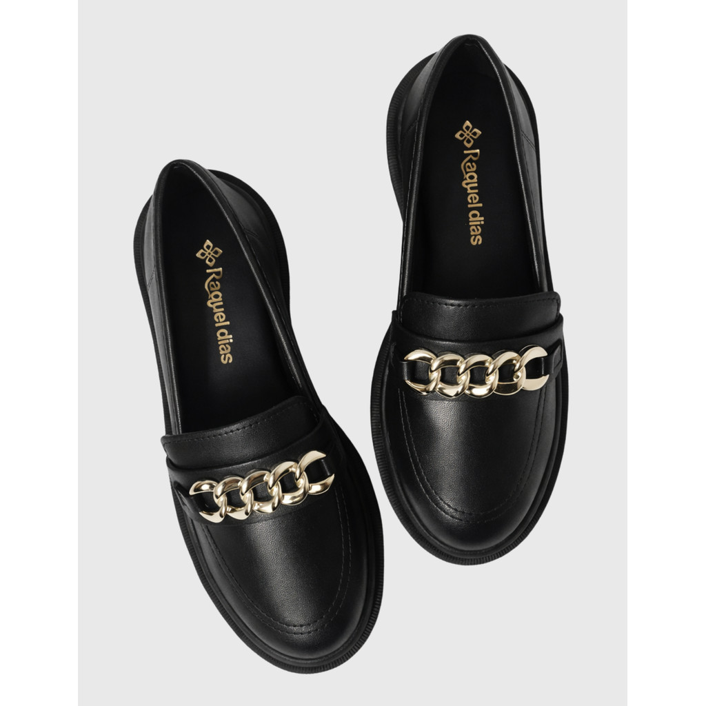 Mocassim Feminino Tratorado Plataforma Enfeite Corrente Casual Confortável