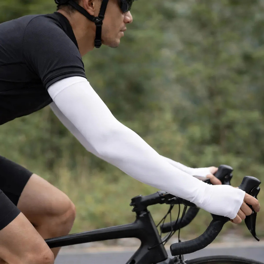 Meia Luva Slim De Proteção Solar Uv Bike Moto Corrida Ciclismo Manguito Manga Mangote Mg01 Branco