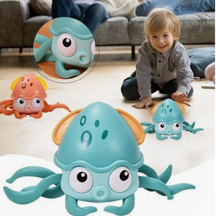 Polvo Brinquedo com Bolhas e Movimento na Água para Crianças com Puxa Corda Achadinhos