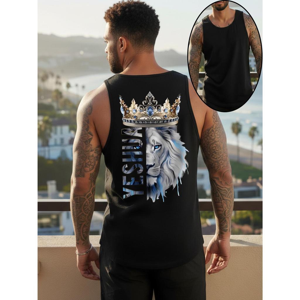 Regata Cristã Leão Yeshua 100% Algodão Premium Camisa Cavada Adulto Unisex