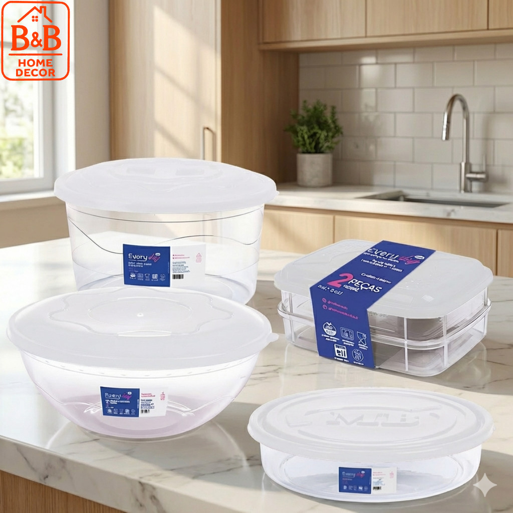 Kit Potes Organizadores Cozinha 4 Peças Porta Frios Duplo Saladeira Torteira Plástico Premium