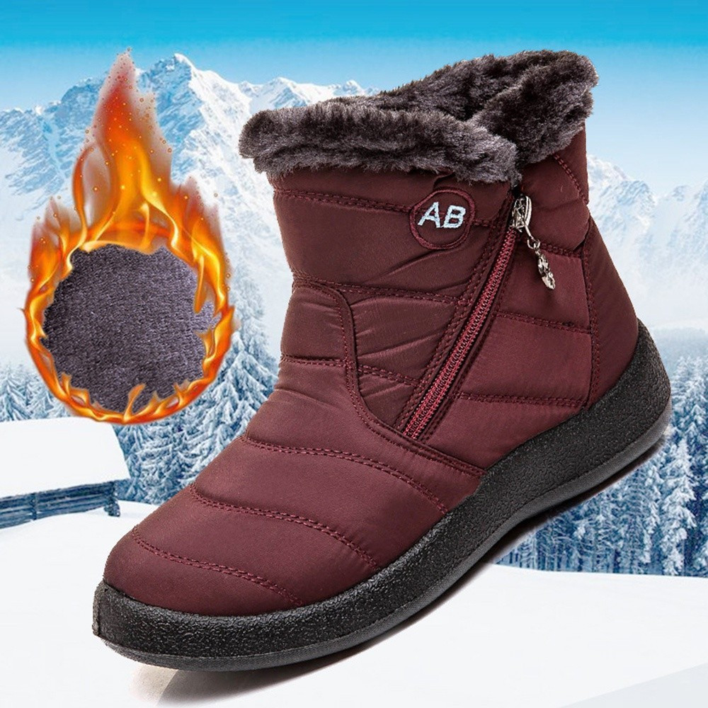 Botas femininas são antiderrapantes, adequadas para climas frios, forradas com pelúcia, feitas de material quente para o