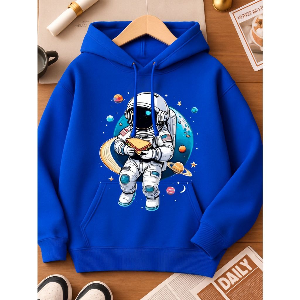 Moletom Infantil Astronauta Canguru com Capuz Agasalho Criança Juvenil Masculino Feminino Promoção