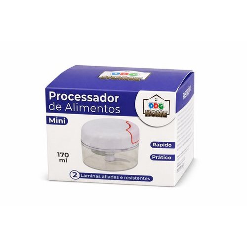 Mini Processador Manual Alimentos Corda Retrátil Lâminas Duplas Cozinha Prática