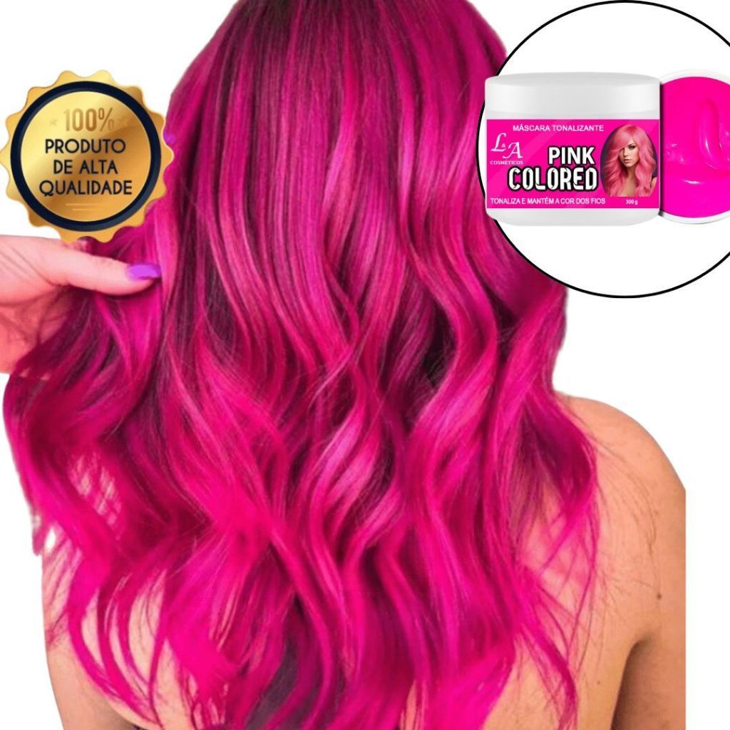 Tonalizante Rosa Pink - Mechas Rosas fácil - S/ Amônia - Resultado 100% Natural La cosméticos 300g em Oferta na Shopee