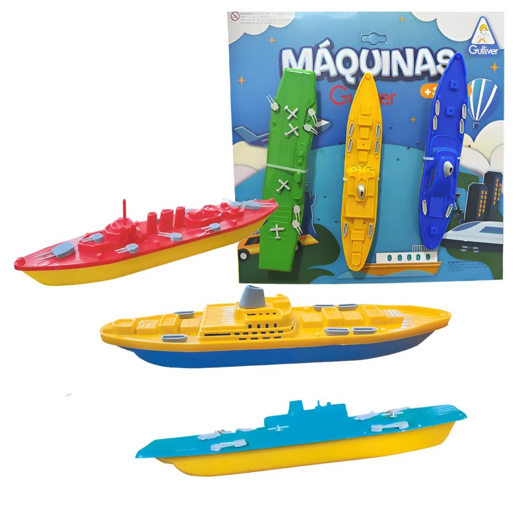 Kit 03 Barco Lancha  Frota Naval Agua Maquina Gulliver