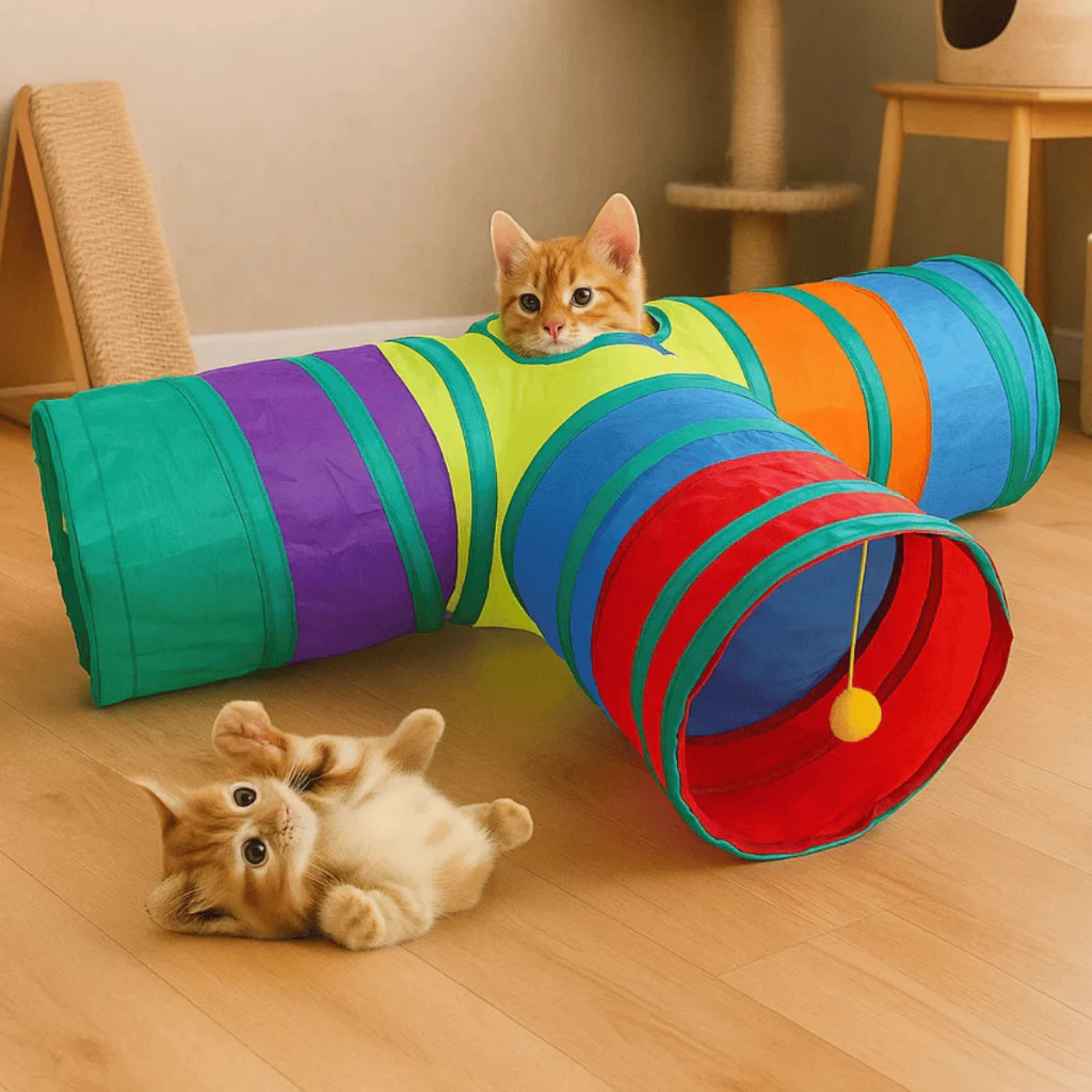 Tunel bolinhas pet casinha gato dobravel antiestresse brinquedo habitat colorido de achadinhos