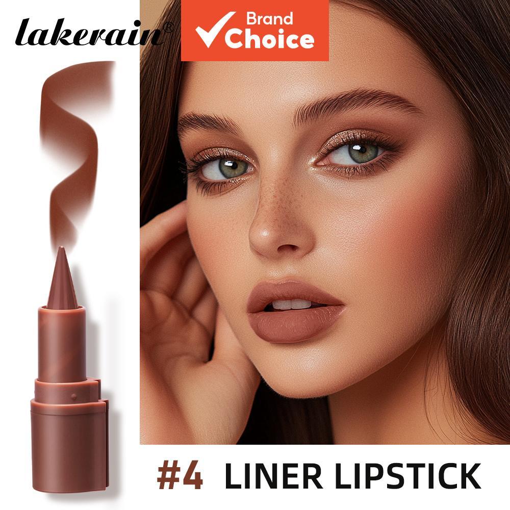 Lakerain 2pcs Lápis e Batom Labial Nude Batom Matte à Prova d'Água Longa Duração Não Gruda Copo Caneta de Maquiagem
