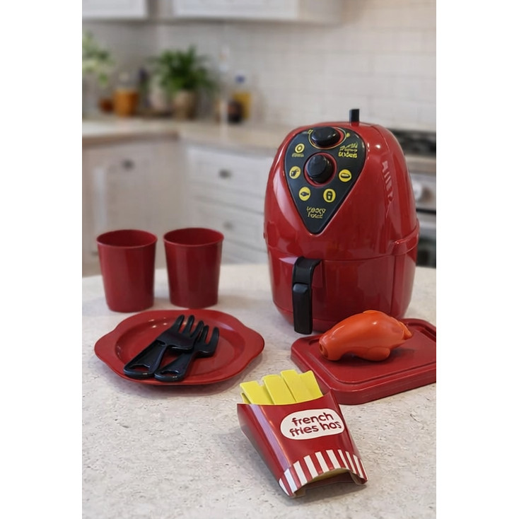 Kit Cozinha Infantil Brinquedo Air Fryer Cafeteira Realista