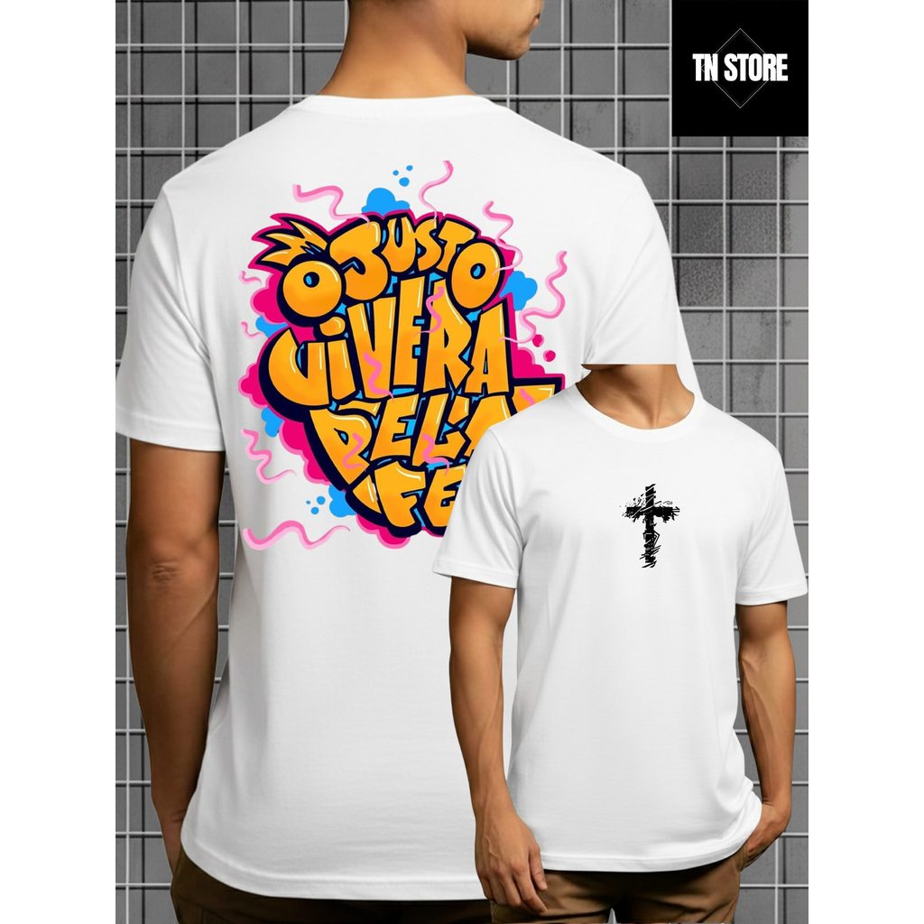 Camiseta Fé Religioso Deus Jesus Camisa Blusa Unissex Masculino Feminino 100% Algodão Lançamento Preto Branco Plus Size