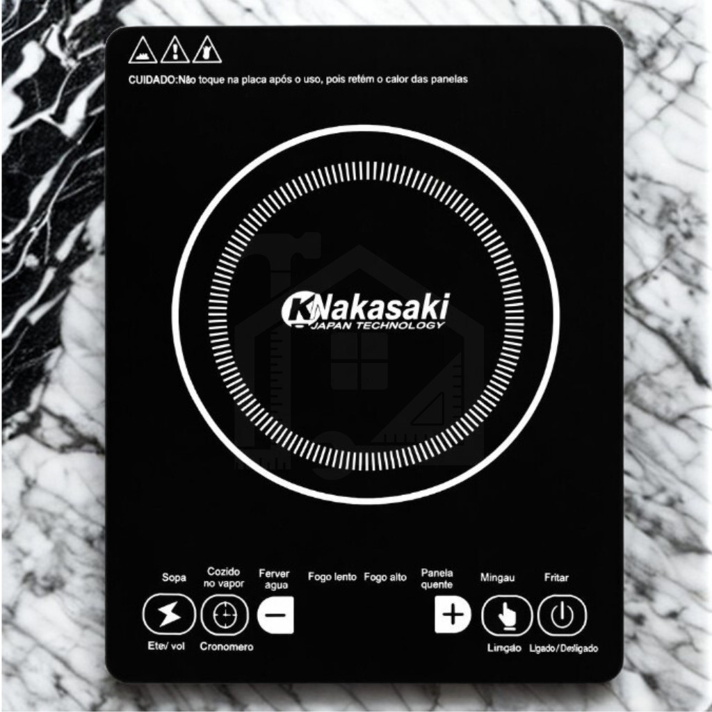 Fogão Cooktop de Indução Portátil 1 Boca  Com Timer e Controle de Temperatura 2300W