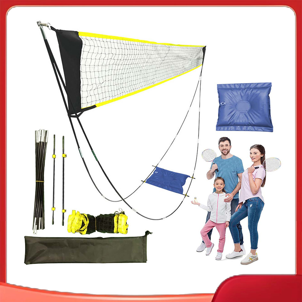 Rede de Badminton dobrável com suporte e bolsa de armazenamento, fácil construção, adequada para esportes internos e ext