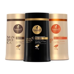 Cronograma para Cabelos Frágeis 900g Haskell | 3 máscaras: Mandioca, Tutano e Cavalo Forte