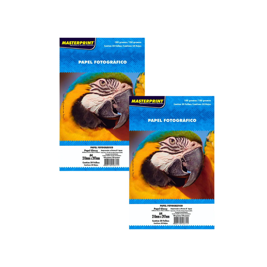 Papel Fotográfico 180g Glossy (Brilhante) A4 - S/ Adesivo MASTERPRINT Kit:Com 100 em Oferta na Shopee