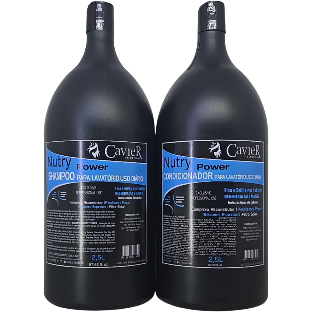 Kit Cavier Nutry Power Shampoo + Condicionador 2,5L Brilho Extremo