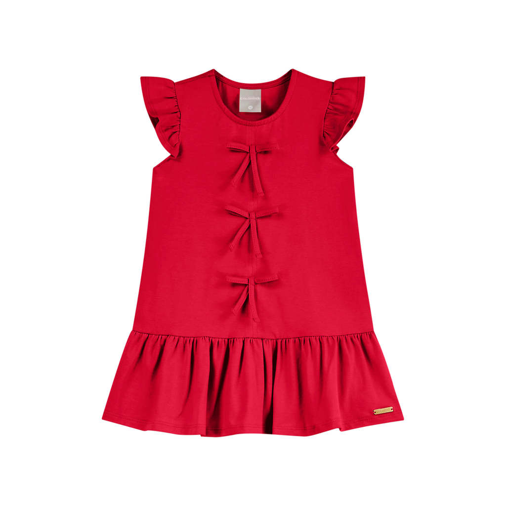Vestido Infantil Menina Curto Laços Colorittá Vermelho em Oferta na Shopee