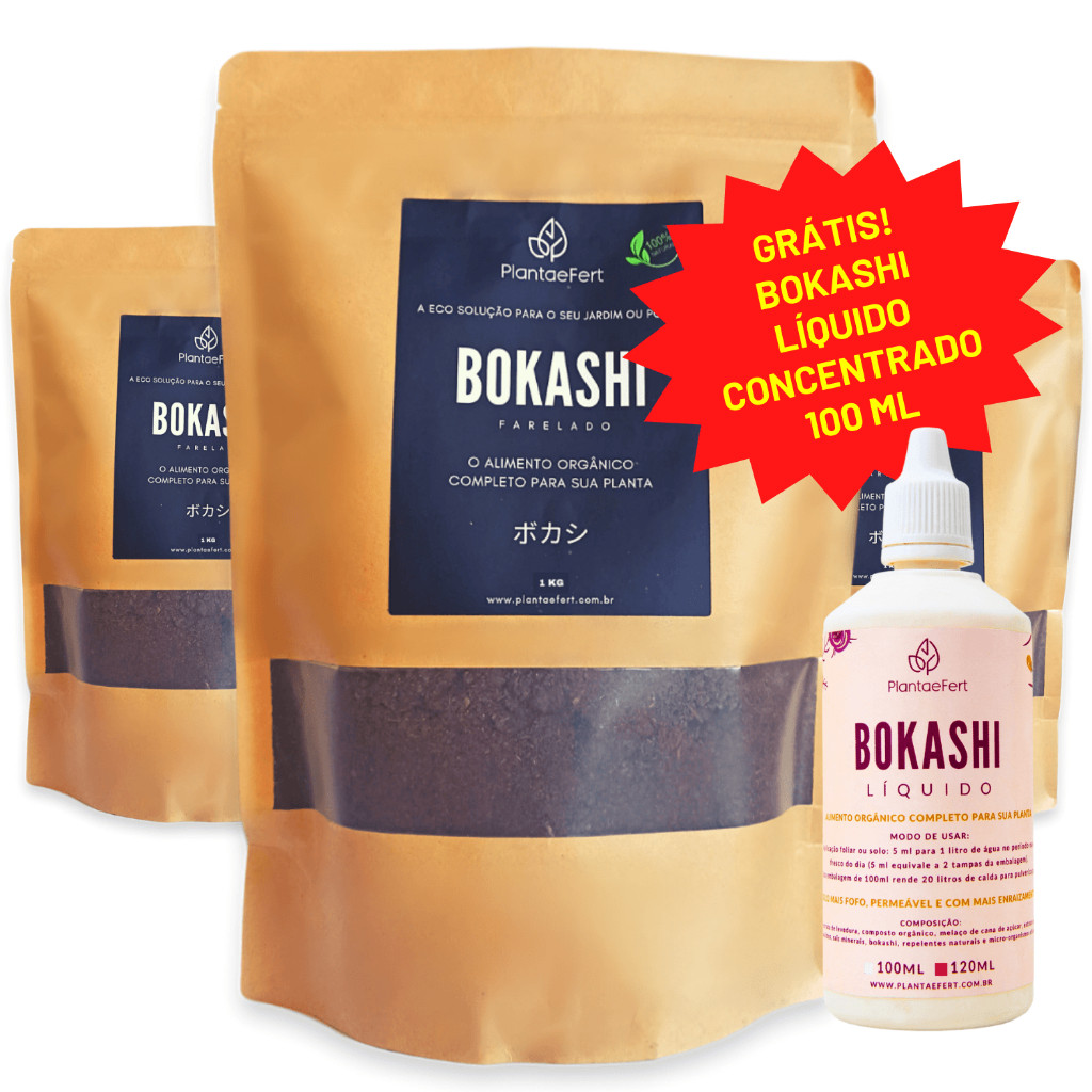 Adubo para Frutíferas Bokashi Orgânico 3kg Brinde Bokashi 100ml Mais Vigor e Pegamento de Frutos