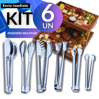 Pegador Inox Garbo Robusto Elegante Kit 2/4/5/6 Peças Churrascaria Buffet Bistrô Cozinha Casa