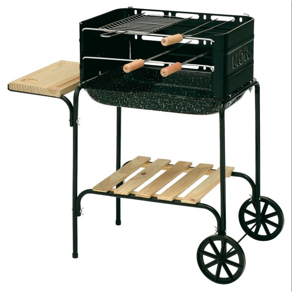 Churrasqueira Califórnia 3011 Grelha Tábua Espetos e Rodas para Transporte Mor