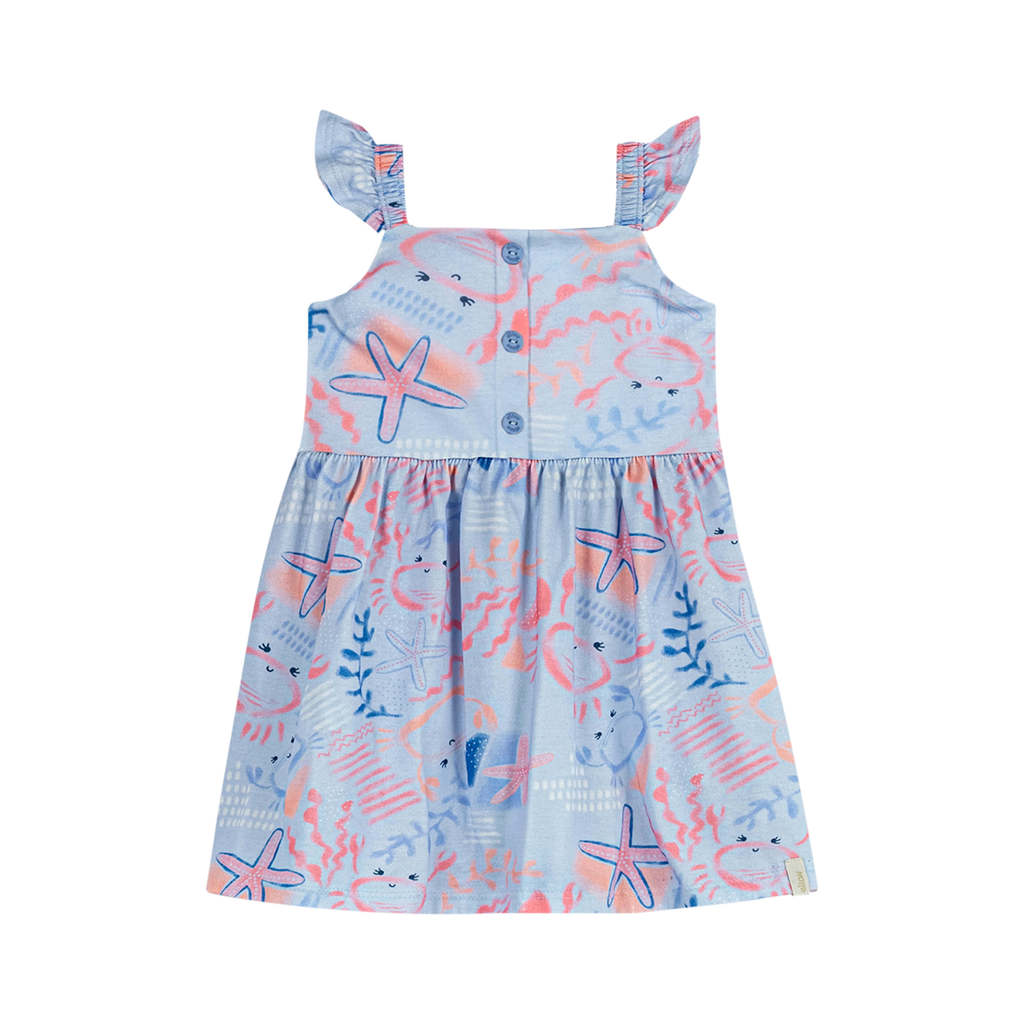 Vestido Infantil Menina Caranguejo Elian Azul