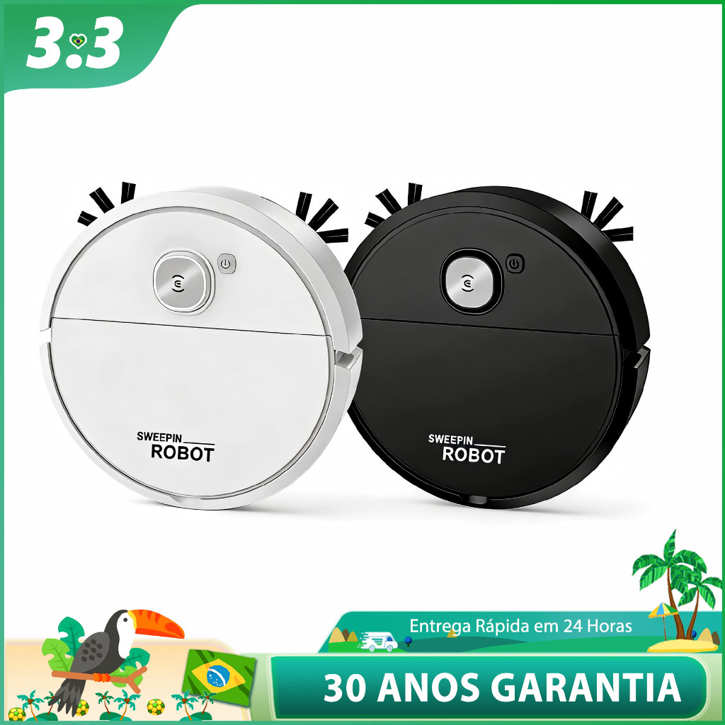 Imagem Robô Aspirador 3 em 1 Varre, Aspira e Passa Pano - Limpeza Automática Inteligente e Silenciosa - Para Casa e Apartamento