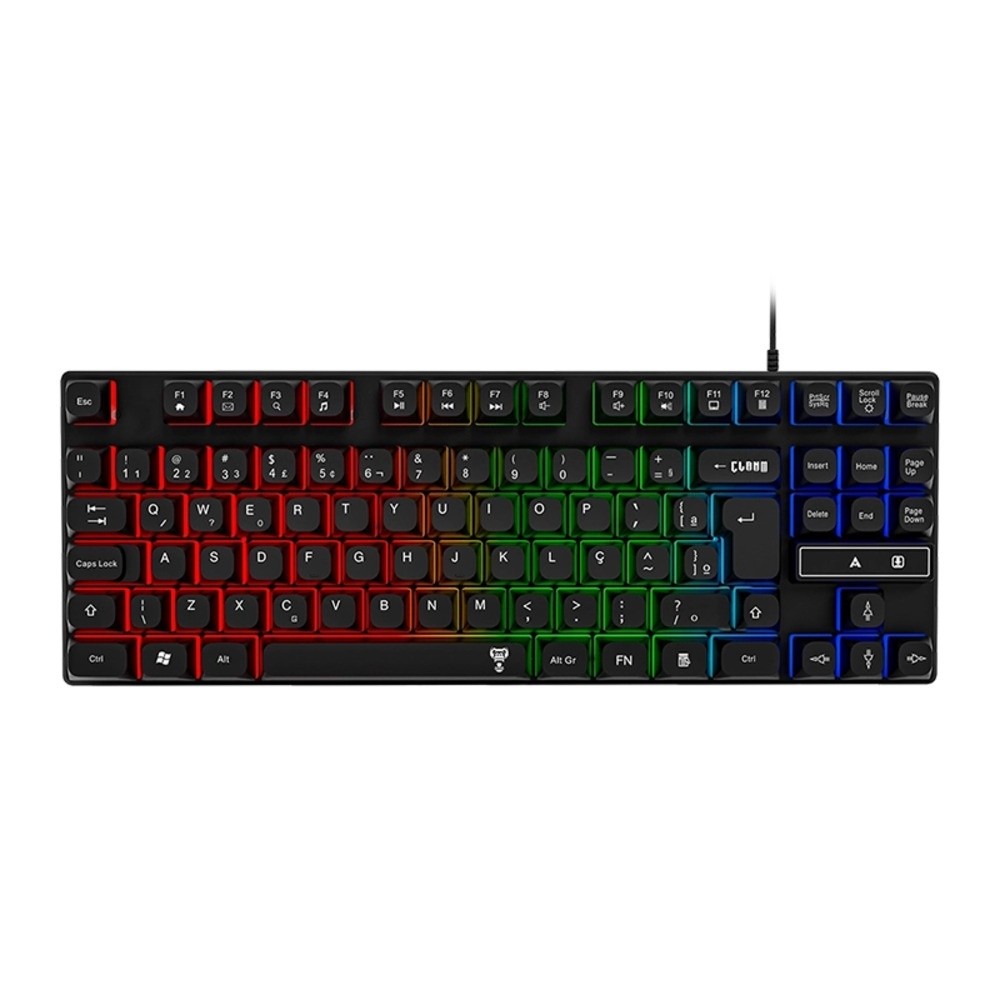 Teclado para Jogos Gamer 80% Rift Membrana Multimídia TKL USB ABNT2 Clanm