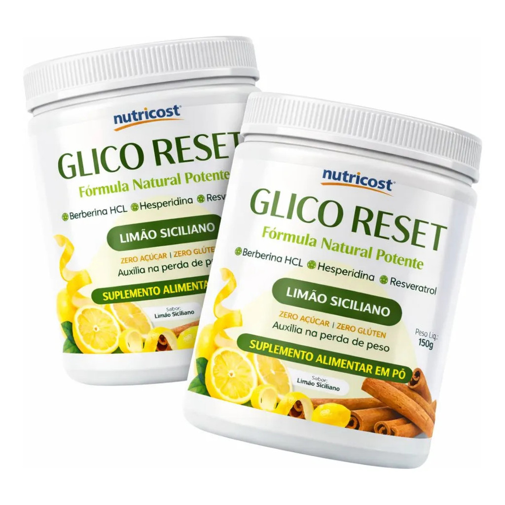 2 Glico Reset Berberina Hcl Limão Siciliano 150g