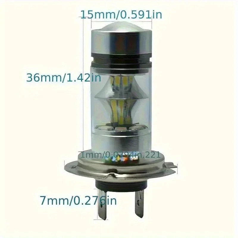 Detalhes do 2 Lâmpadas LED De Alta Potência H7 100W Para Dirigir Neblina 20SMD 6000K Brancas
