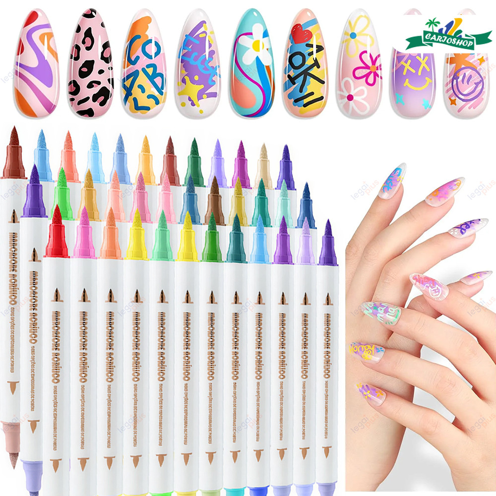 Caneta dupla para decoração em unhas de acrílico: 24/36/48/72 cores – ideal para artistas das unhas