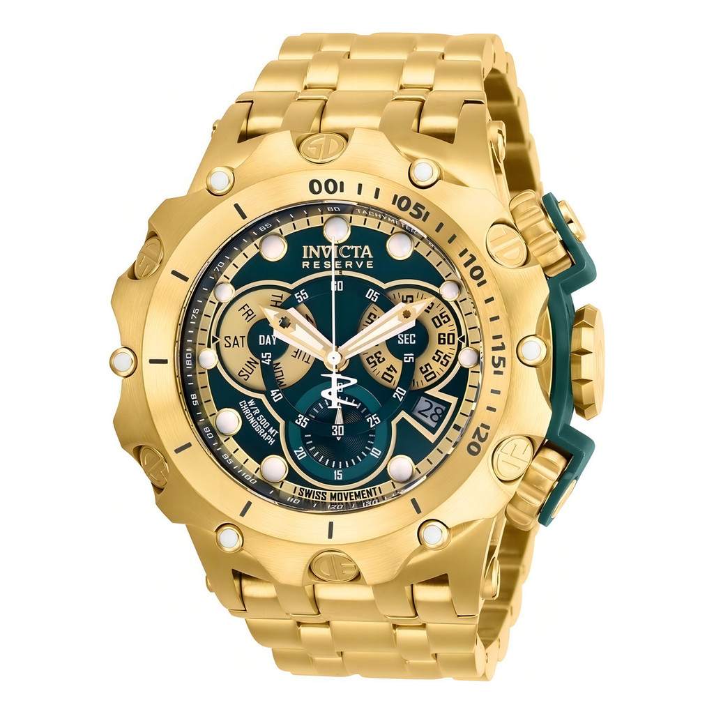 Relógio de pulso Invicta 27793 com corria de aço inoxidável cor dourado - fondo verde