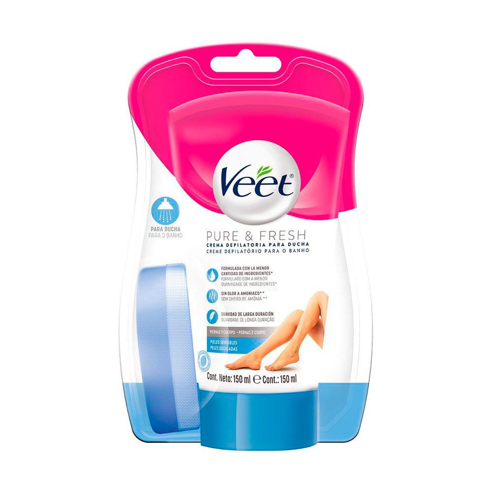 Creme Depilatório Veet Pure & Fresh Pernas e Corpo para Banho 150ml