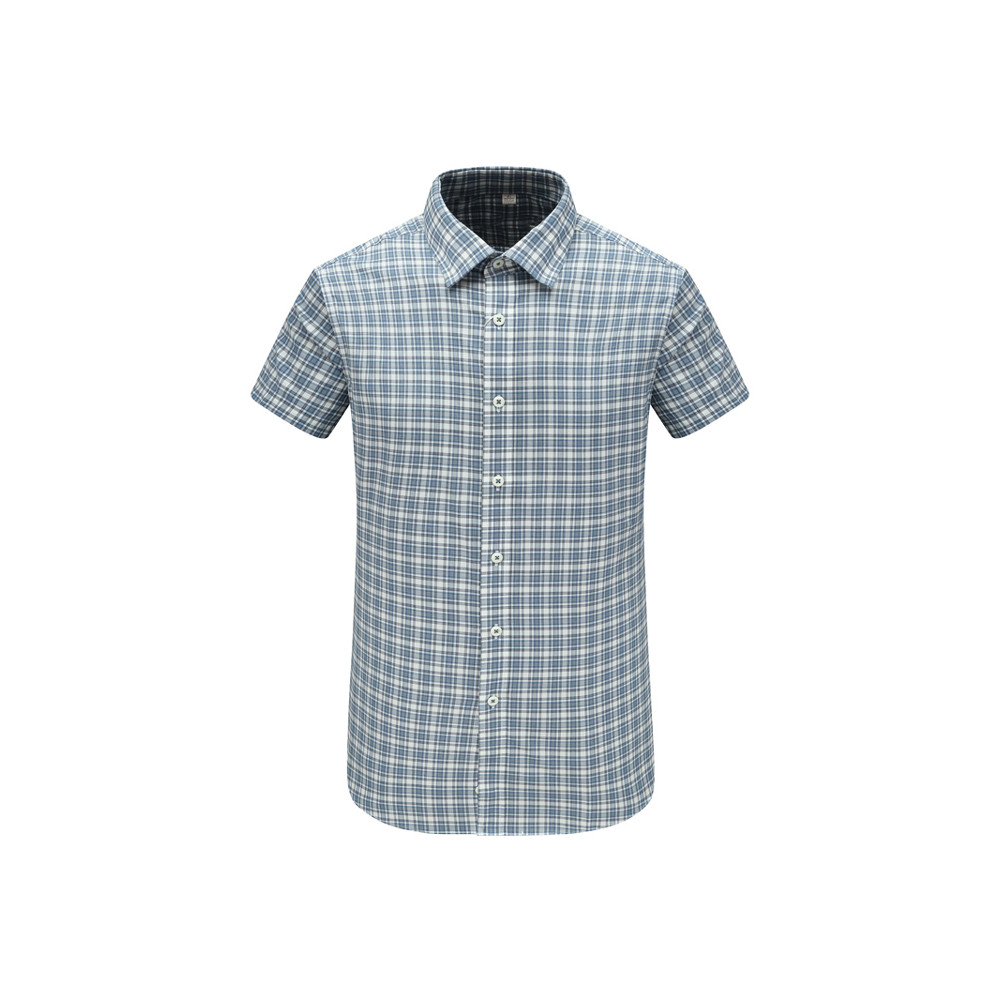 MY203 MY203 Camisa masculina de manga curta de verão de algodão Casual Top de negócios azul branco xadrez moda cidade se